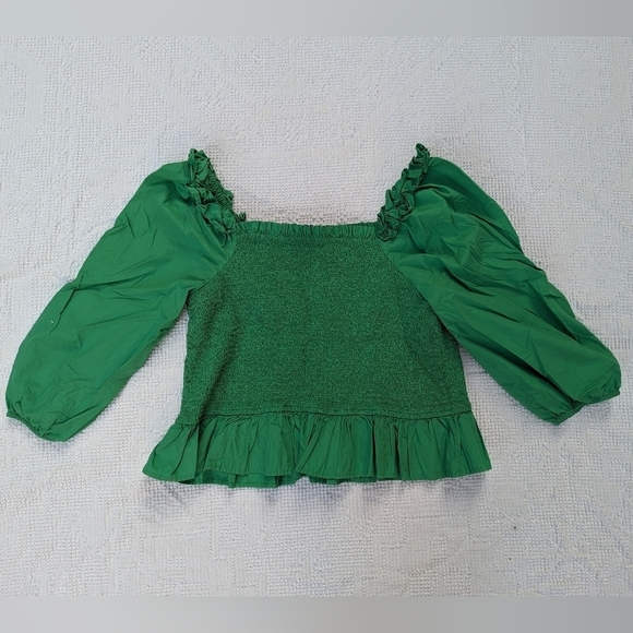 The Dropout║Jade Long Sleeve Ruffle Smocked  Cropped Top║Size 2X - Picture 2 of 4
